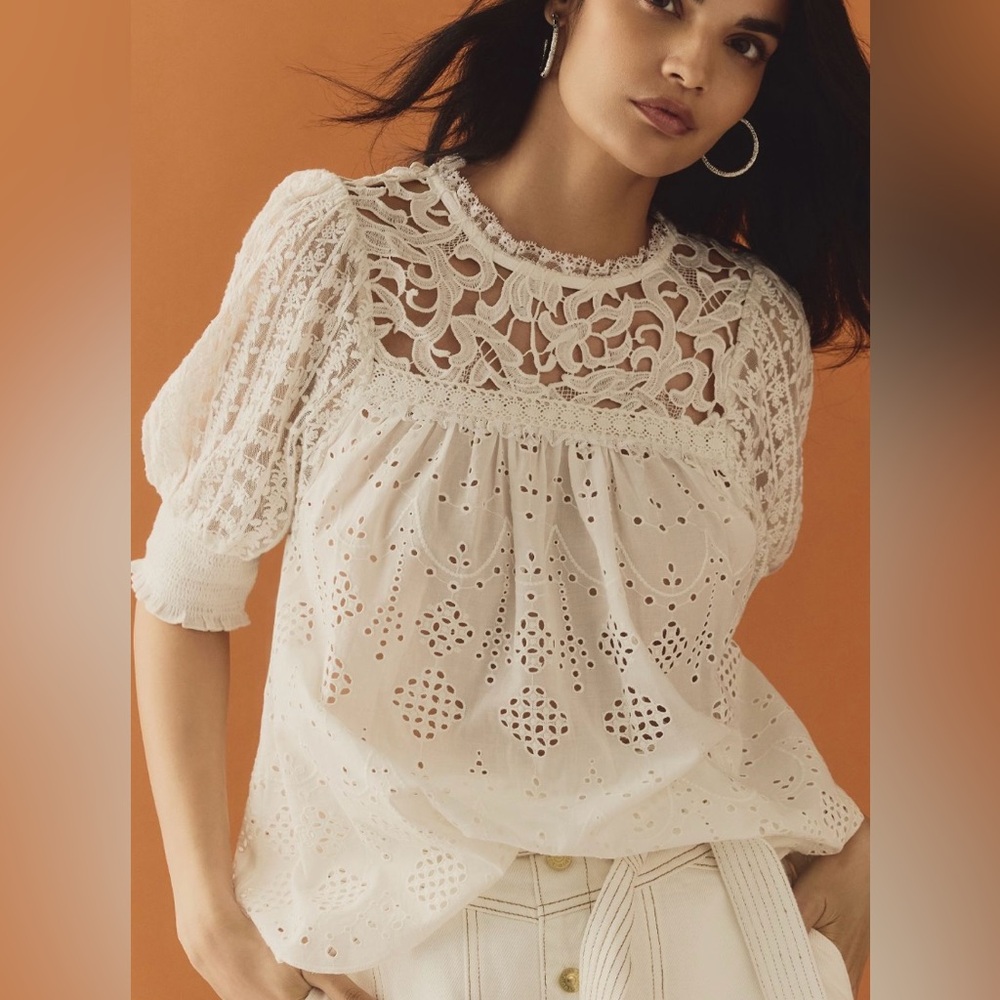 Anthropologie Conditions Apply Ivory Blandine Top Small